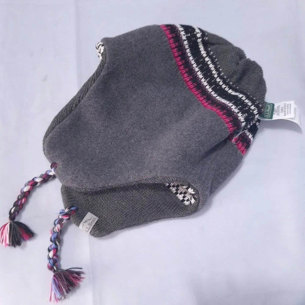 L.L. Bean Fair Isle Wool Blend Beanie Hat Earflaps Tassels Nordic Women OSFA Y2K